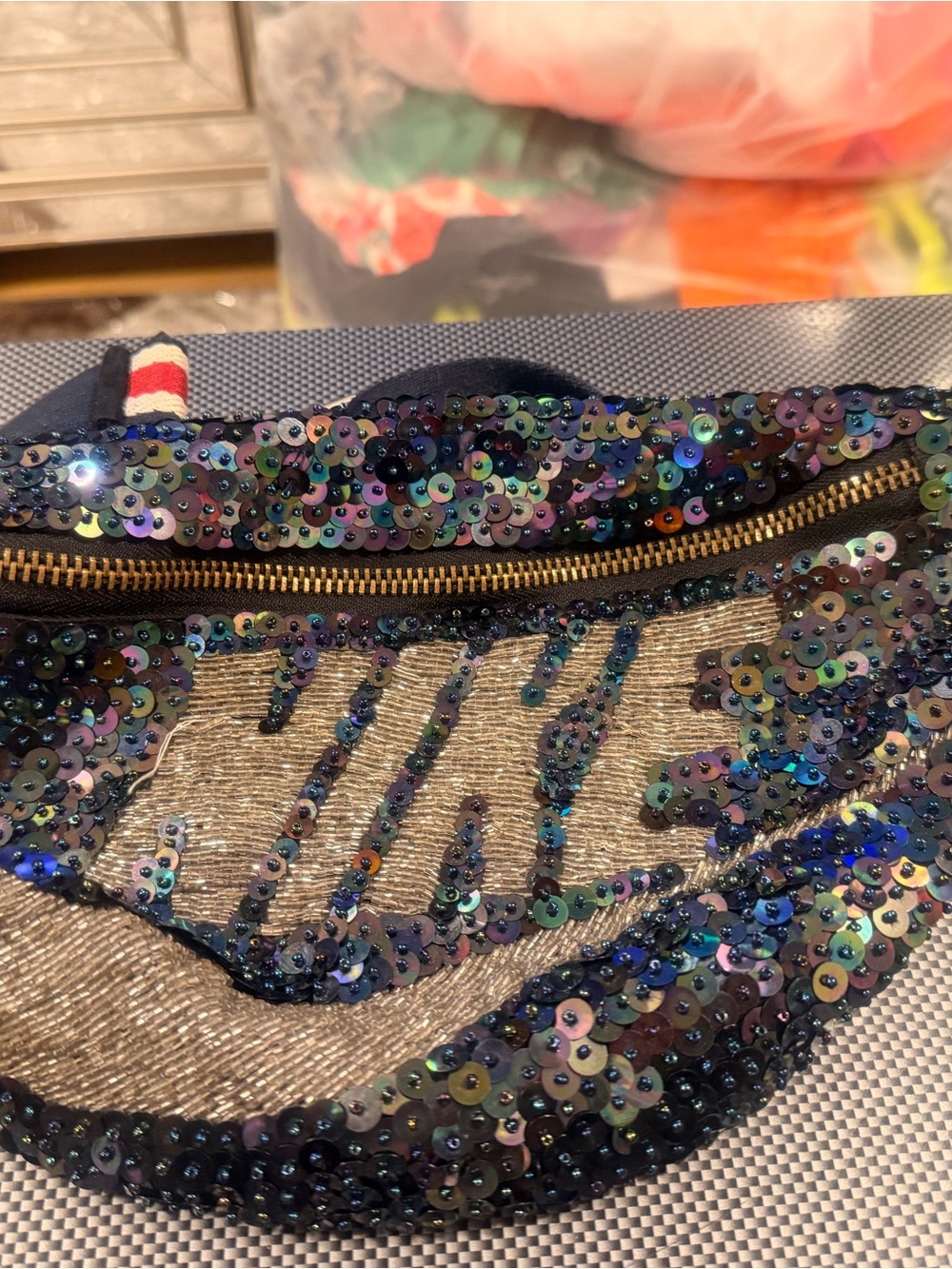 Sequin Accent Women’s Handbag Nike Bum bag- Iridescent Black